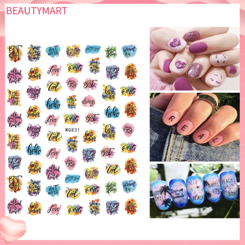 [beautymart] Miếng Dán Móng Tay Tự Dính Hình Trái Tim In Chữ Goodtain Dễ Dàng Tự Dính Không Để Lại Dấu Vết Chủ Đề Ngày Valentines
