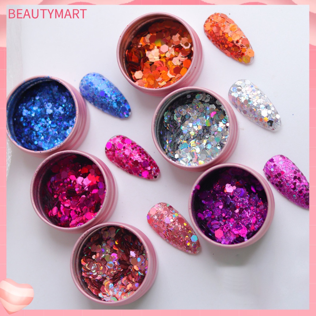[beautymart] Hộp Sequin Lục Giác Siêu Mỏng Lấp Lánh Trang Trí Móng Nghệ Thuật