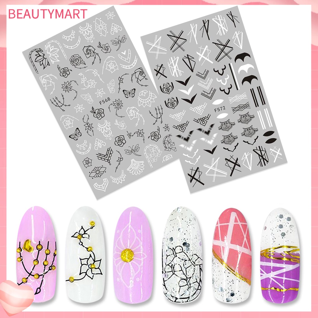 Miếng Dán Trang Trí Móng Tay 3D Tự Dính Lâu Trôi Đa Năng Màu Sắc Tương Phản Dành Cho Nữ