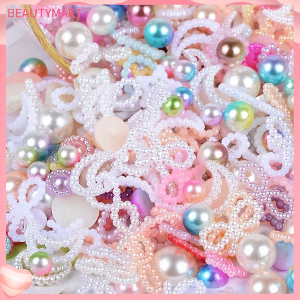 [beautymart] Hạt Ngọc Trai 50g Hình Nơ / Trái Tim / Ngôi Sao / Ngôi Sao Đính Trang Trí Ốp Điện Thoại / Móng Tay