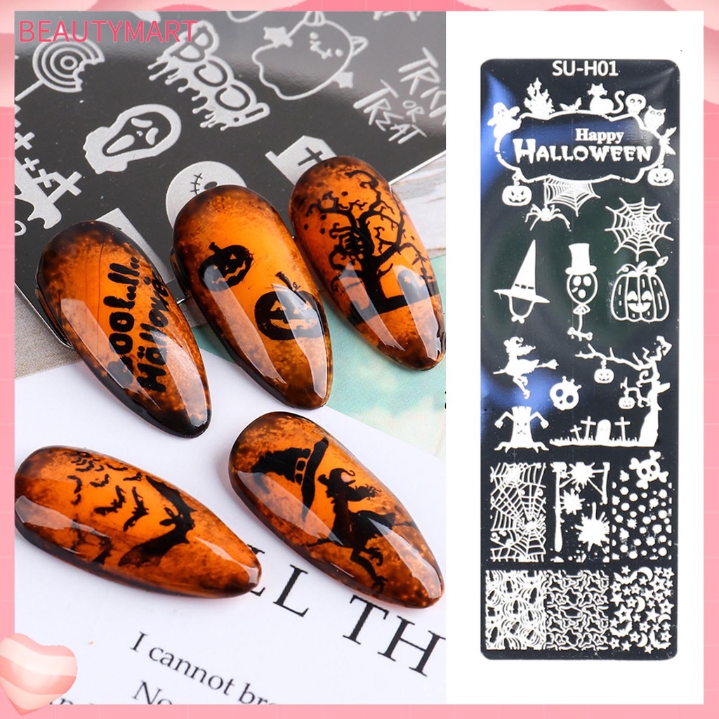 Khuôn Trang Trí Móng Nghệ Thuật Bằng Thép Không Gỉ Phong Cách Halloween Cho Nữ