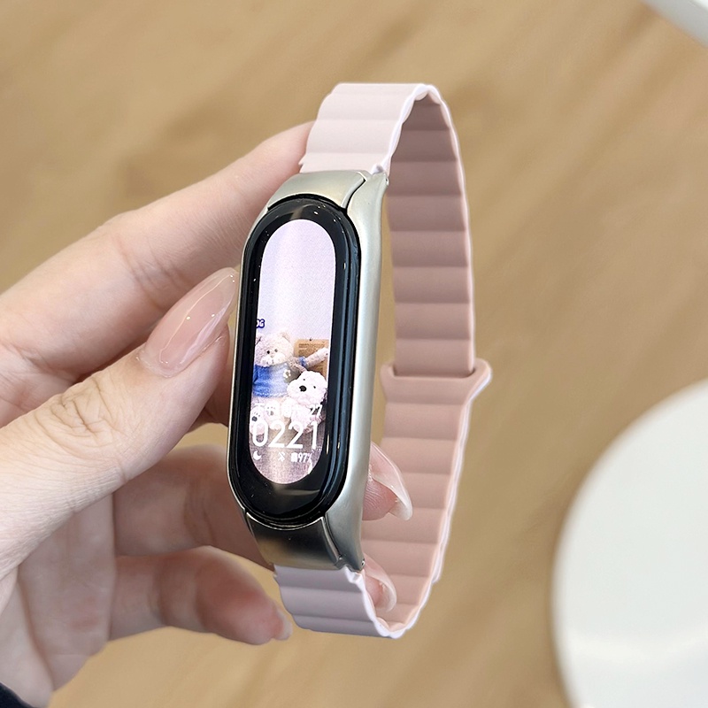 Dây Đeo Silicone Khóa Nam Châm Cho Đồng Hồ Thông Minh Xiaomi Miband 8 7 6 5 Miband 3 4 Mi Band8 Mi7 5 6
