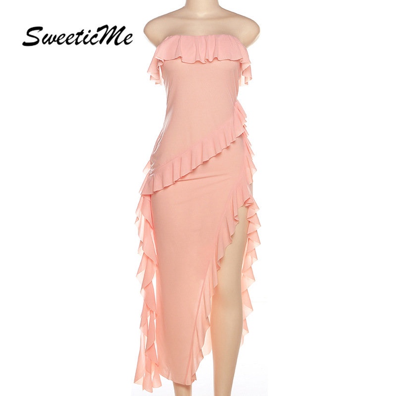 Đầm Dài Dáng Ôm Màu Trơn Thời Trang 2023 Quyến Rũ Dành Cho Nữ