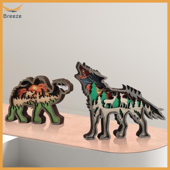 Phụ Kiện Trang Trí Nhà Cửa Hình Động Vật Nhiều Tầng Bằng Gỗ Độc Đáo