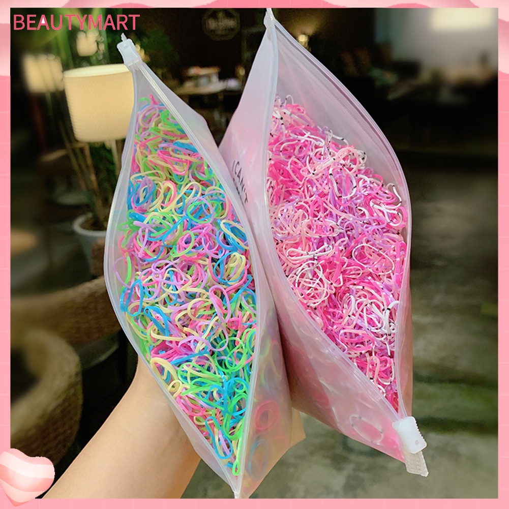 Túi 1000 Dây Buộc Tóc Co Giãn Nhiều Màu Sắc Dùng Một Lần Dành Cho Nữ