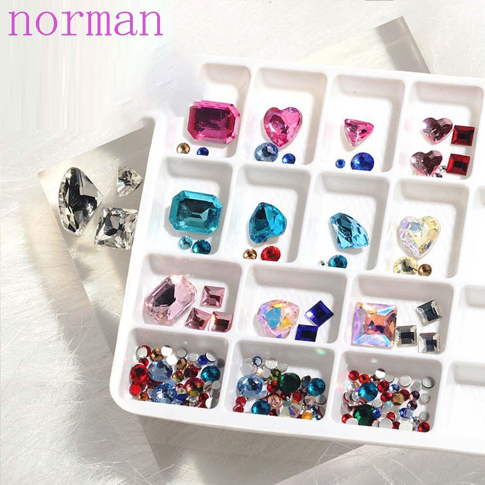 Móng Tay Giả NORMAN|Dép Đế Bằng Mũi Vuông Họa Tiết Trái Tim Lấp Lánh Xinh Xắn|Phụ Kiện Kim Cương Giả Trang Trí Móng Tay