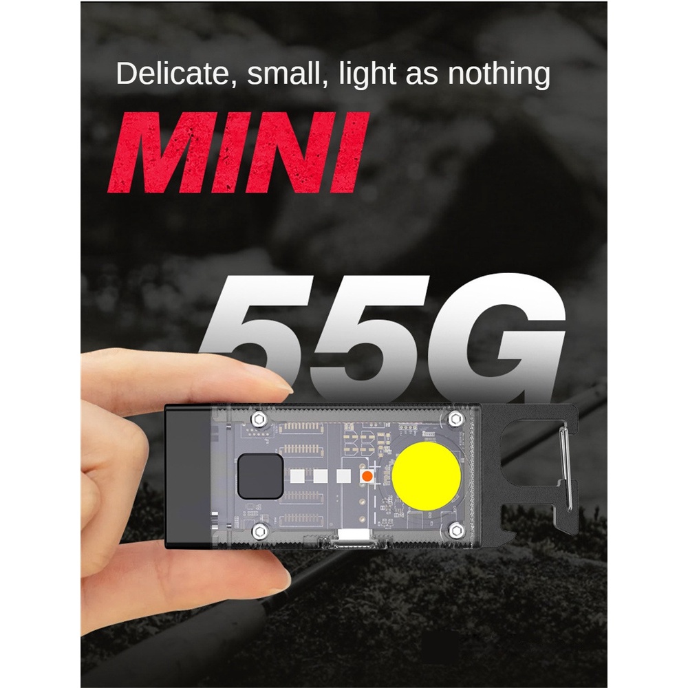 Đèn móc khóa di động đèn pin cắm trại ngoài trời đèn pin gia đình loại C sạc nhanh [doom】