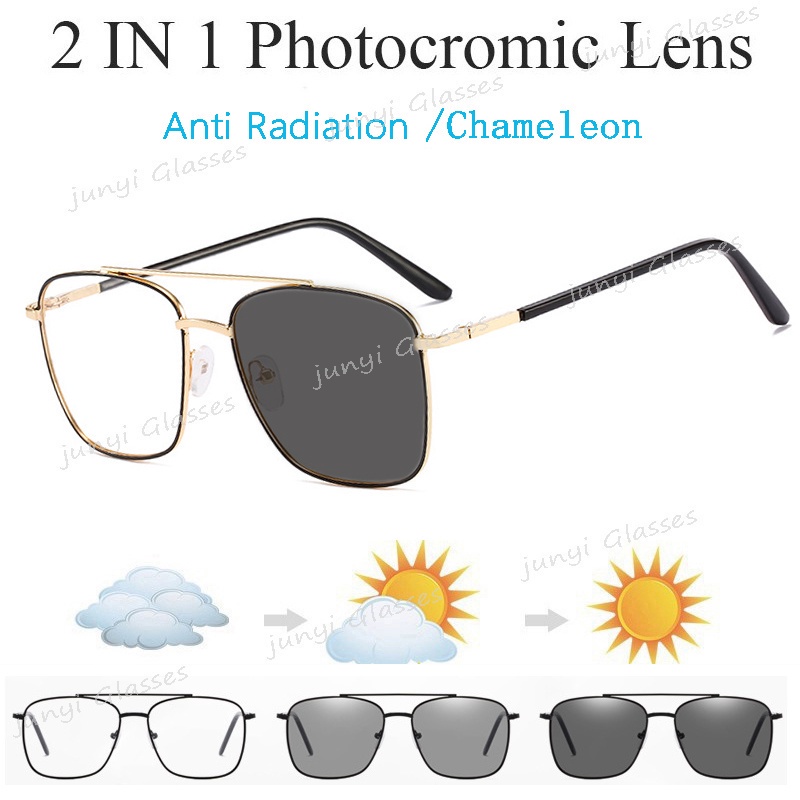 Kính Mát Gọng Kim Loại Vuông Chống Bức Xạ &amp; Ánh Sáng Xanh Cho Nam &amp; Nữ