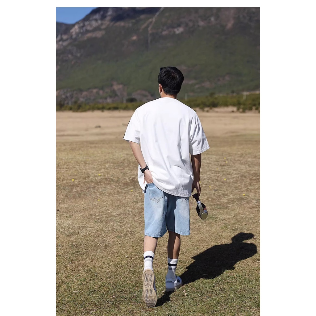 Áo Thun Cotton Tay Ngắn Dáng Rộng Phong Cách Đường Phố Mỹ Thời Trang Mùa Hè Cho Nam