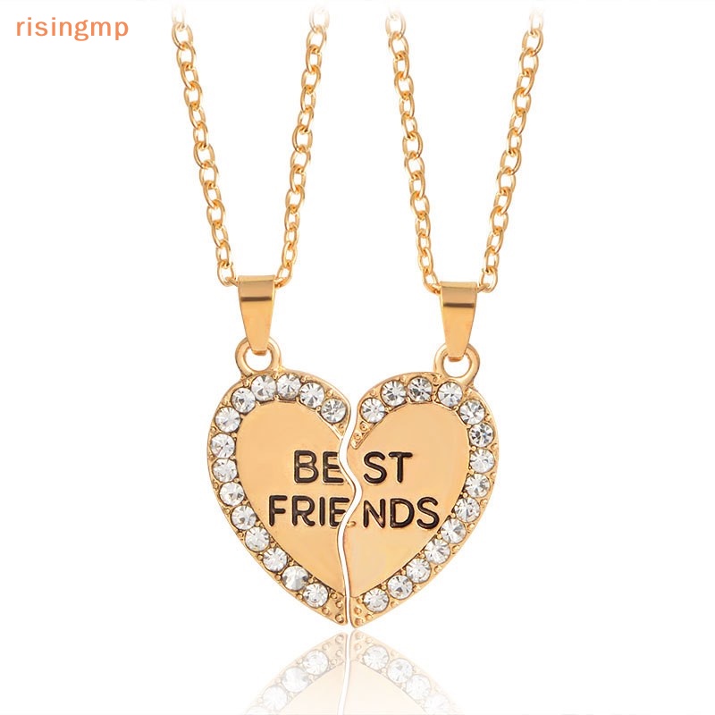 [risingmp] Vòng cổ Mặt Trái Tim Pha Lê In Chữ Best Friend Thời Trang Cho Nữ