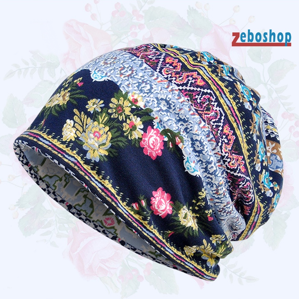 Mũ Trùm Đầu Che Nắng Co Giãn In Họa Tiết Hoa Phong Cách Hồi Giáo Cổ Điển Cho Nữ