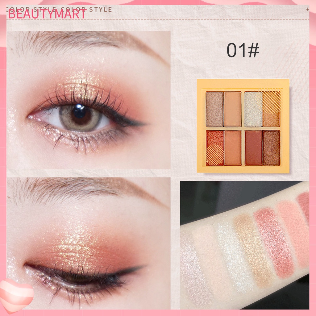 Bảng Phấn Mắt beautymart 4g 8 Màu Tông Nhũ Và Lì Trang Điểm Lâu Trôi Chống Nhòe Cho Nữ