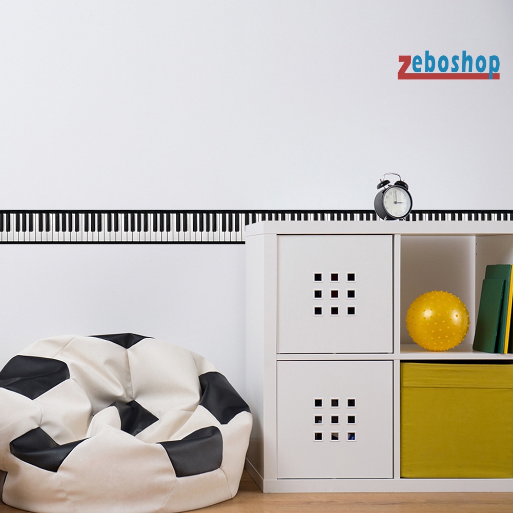 Đề Can 3D 200cm Màu Trắng Đen Hình Phím Đàn Piano Dán Tường Trang Trí