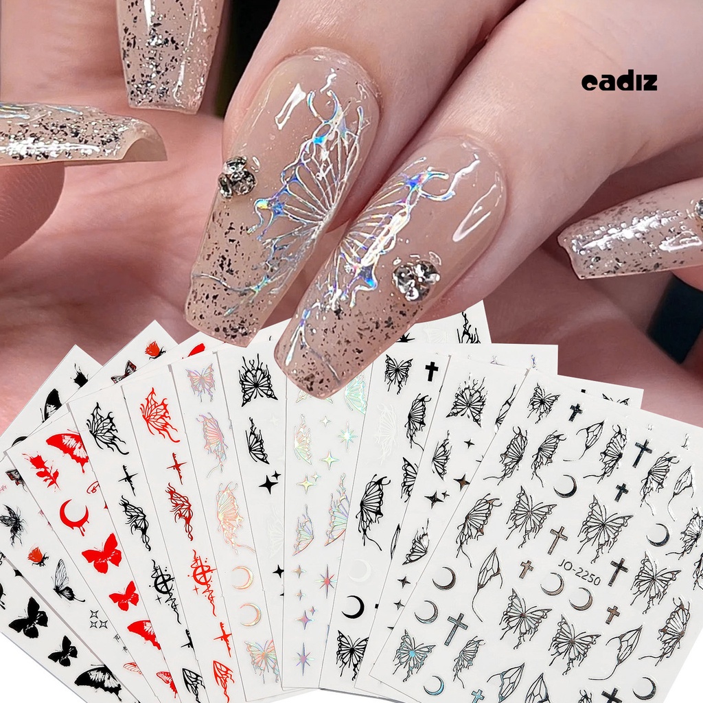 1 Bộ Miếng Dán Trang Trí Móng Tay Hình Bướm Nhiều Màu Sắc Bền Bỉ Tháo Rời Được