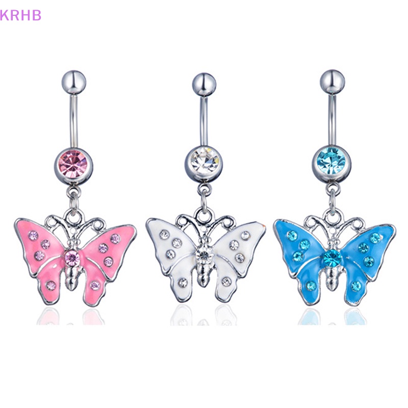 Khuyên Rốn Hình Bướm Đính Đá Bằng Thép Không Gỉ Thời Trang Cho Nữ Mới