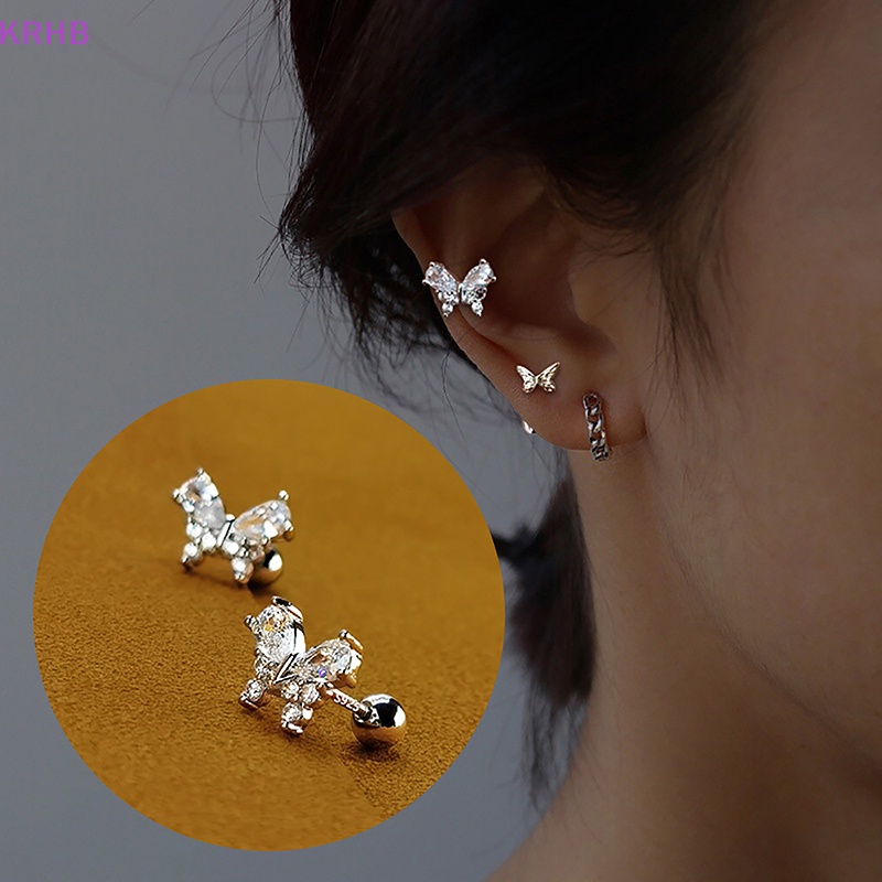 1 Đôi Khuyên Tai Hình Bướm Dạng Xoắn Ốc Đính Đá Zircon Dành Cho Nữ Mới