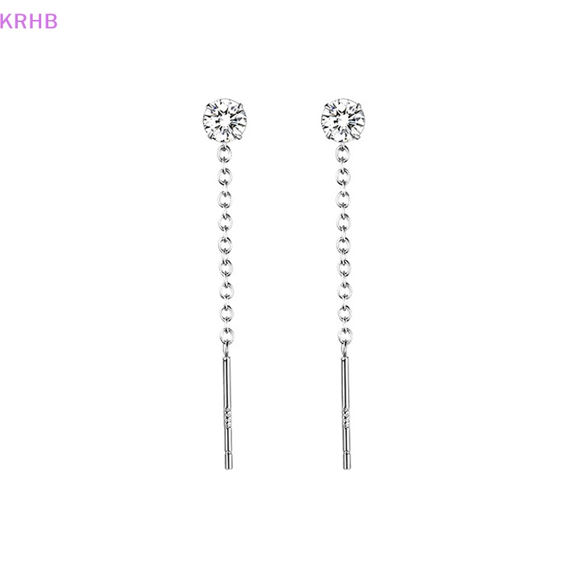 1 Khuyên Tai Dạng Dây Tua Rua Dài Đính Đá Zircon Hình Trái Tim / Ngôi Sao Đa Năng Cho Nữ Mới