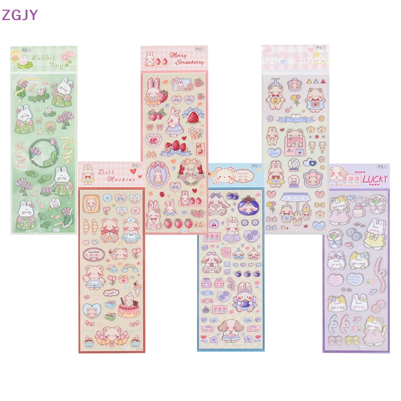 Set 2 Tấm Sticker Họa Tiết Hoạt Hình Lấp Lánh Chống Thấm Nước Trang Trí Sổ Tay Mới