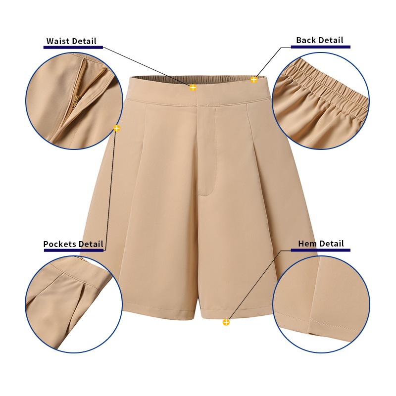 ZANZEA Quần Short Lưng Cao Xếp Ly Có Túi Bên Hông Phong Cách Hàn Quốc Đơn Giản Dễ Phối Đồ Cho Nữ