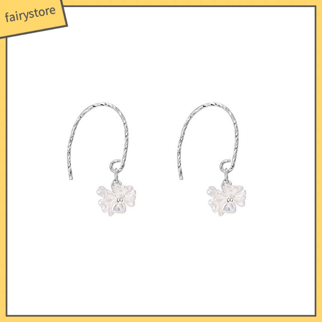 1 Đôi Bông Tai Dáng Dài Đính Đá Ngọc Trai Nhân Tạo Hình Hoa Thanh Lịch