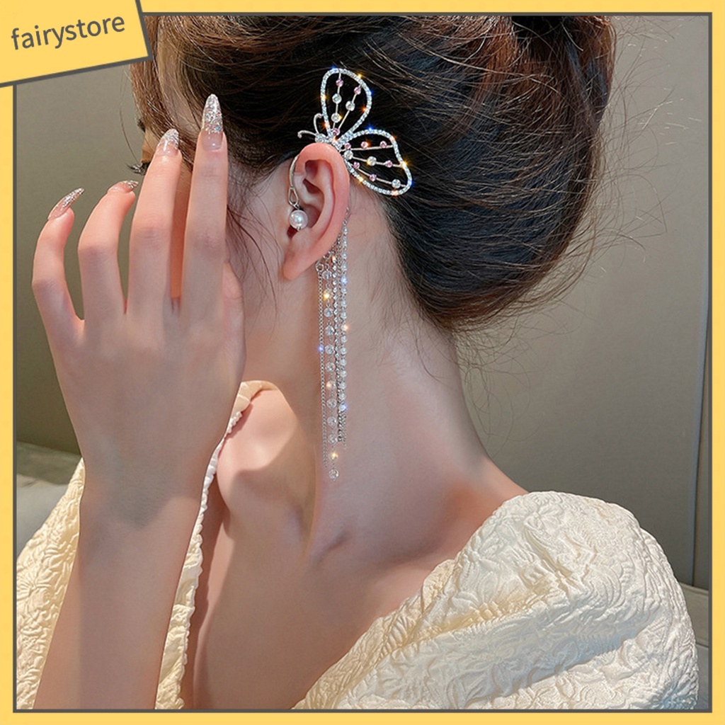 1 Đôi Bông Tai Hình Bướm Có Đính Đá Lấp Lánh Dành Cho Nữ