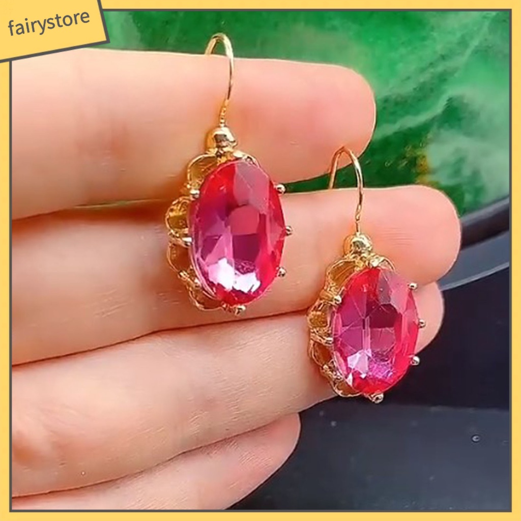 1 Đôi Bông Tai Tròn Lớn Đính Đá Lấp Lánh Thời Trang Dành Cho Nữ