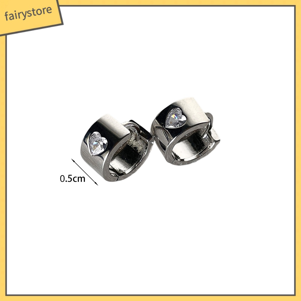 1 Đôi Bông Tai Hình Trái Tim Đính Đá Thời Trang Dành Cho Nữ