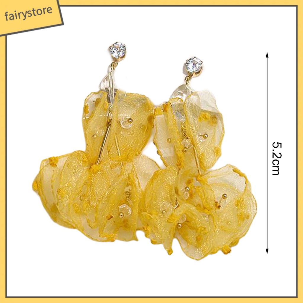 1 Đôi Bông Tai Hình Hoa Thủ Công Bằng Vải Chống Mòn