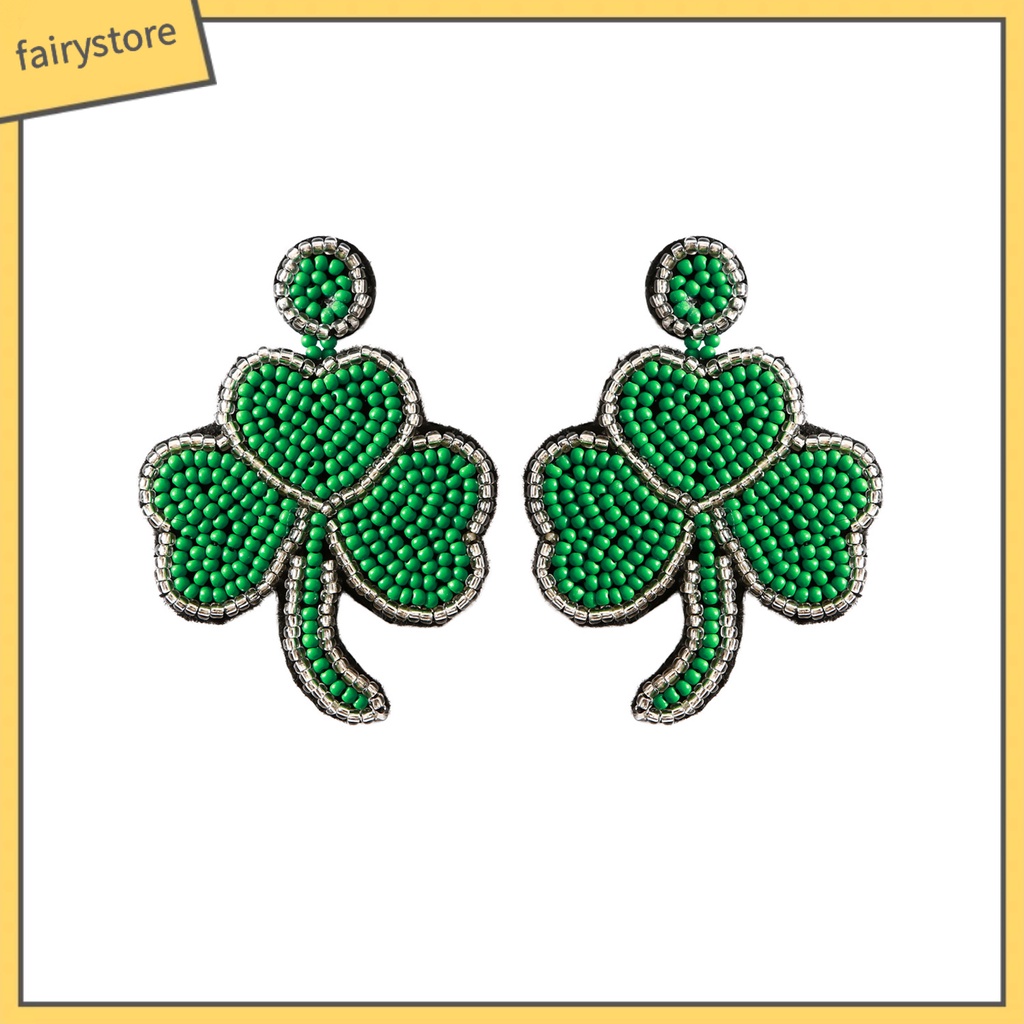 [FRO] 1 Đôi Bông Tai Lủng Lẳng Xỏ Hạt Hình Học Cá Tính Bắt Mắt Không Khí Thả Vào Lễ Hội Màu Xanh Lá Cây Nhỏ Gọn Làm Quà Tặ