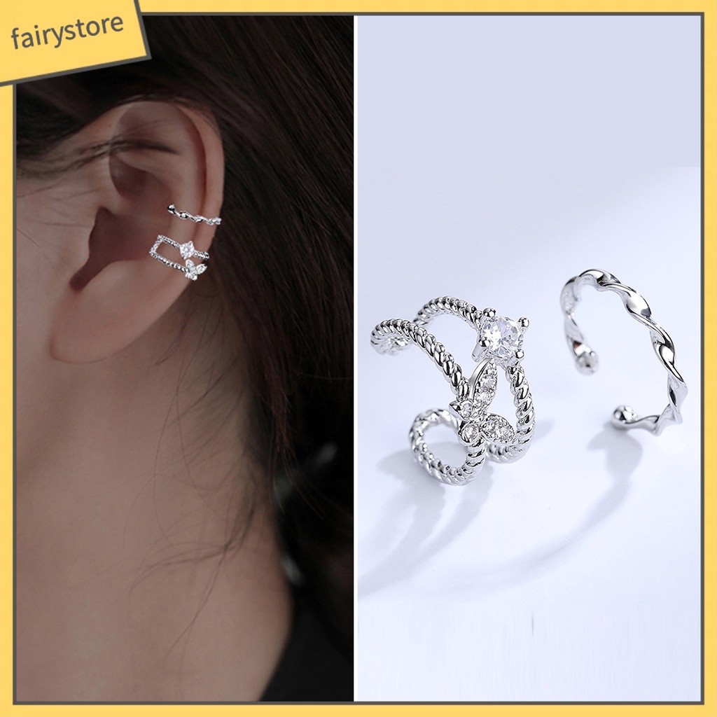 1 Khuyên Kẹp Vành Tai Hình Bướm Lấp Lánh Thời Trang Cho Nữ