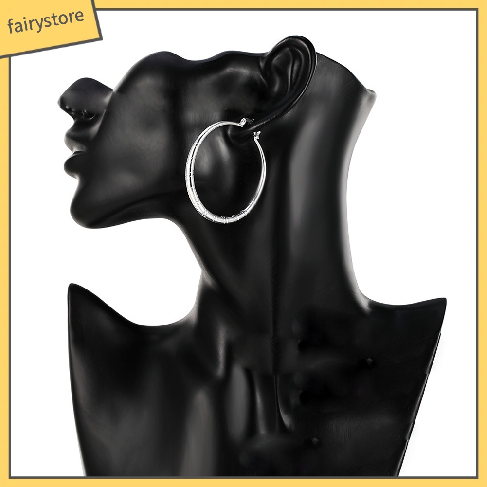 Bông Tai Hình Tròn Lớn Họa Tiết Đường Kẻ Thời Trang Cho Nữ