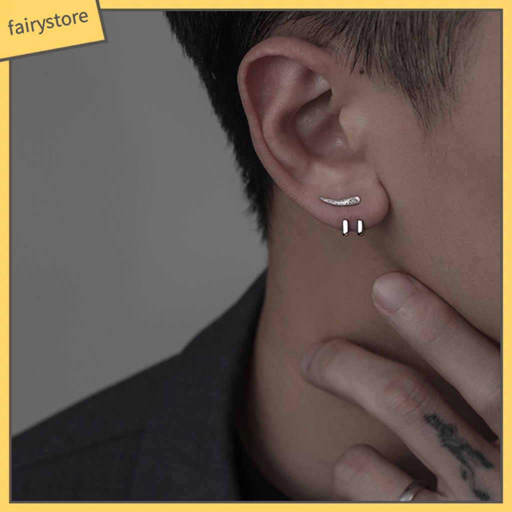 Bông Tai 2 Móc Thiết Kế Đơn Giản Phong Cách Punk Hip Hop Thời Trang Cho Nam