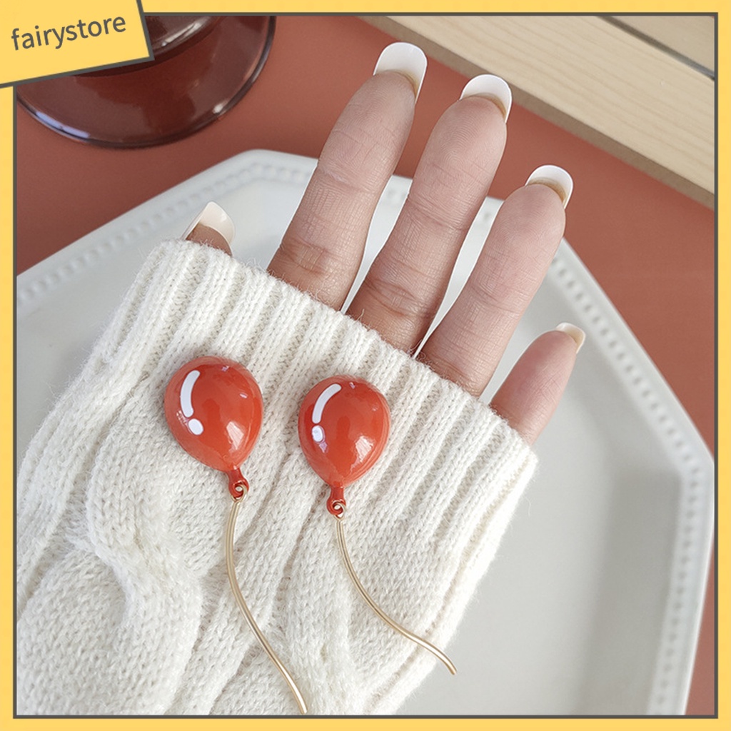 [FRO] Bông Tai Hình Học Phối Tua Rua Vẽ Hình Bong Bóng Dễ Thương Dành Cho Nữ Mặc Hàng Ngày