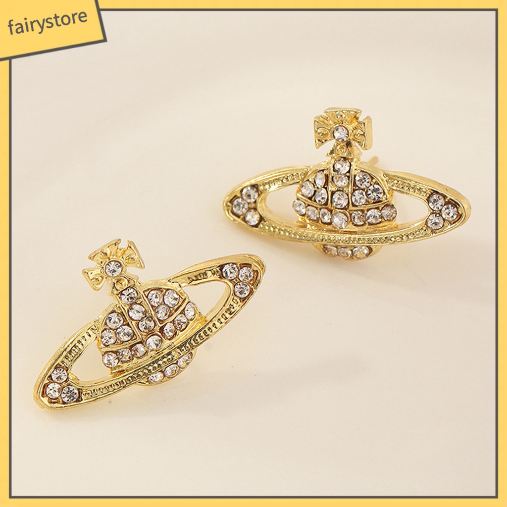 1 Đôi Bông Tai Hình Hành Tinh Đính Đá Lấp Lánh Phong Cách Hàn Quốc