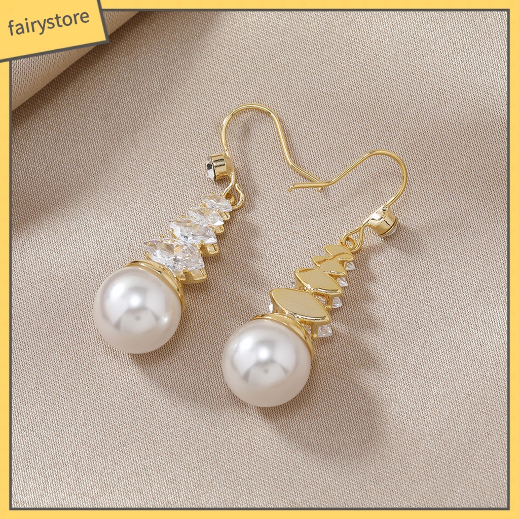 [FRO] 2 Bông Tai Đính Ngọc Trai Giả Bằng Đồng Phong Cách Trung Hoa Tinh Tế Phù Hợp Làm Quà Cho Nữ