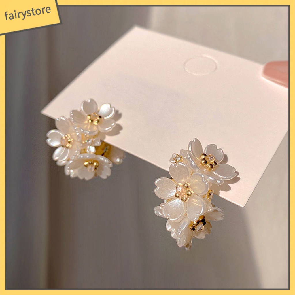 1 Đôi Bông Tai Hình Cánh Hoa Anh Đào Tròn Không Gây Kích Ứng Trang Trí Tai Dành Cho Cô Dâu