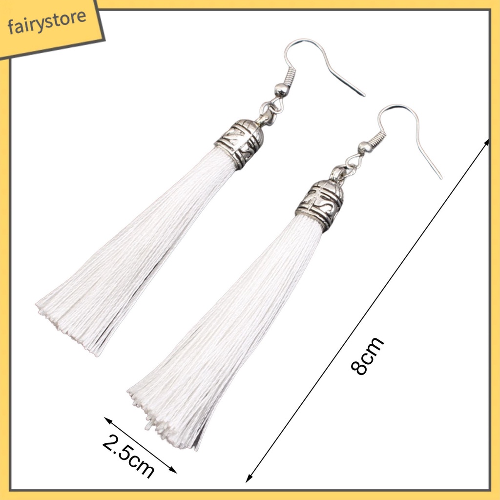 1 Đôi Bông Tai Thiết Kế Móc Tua Rua Phong Cách Bohemian