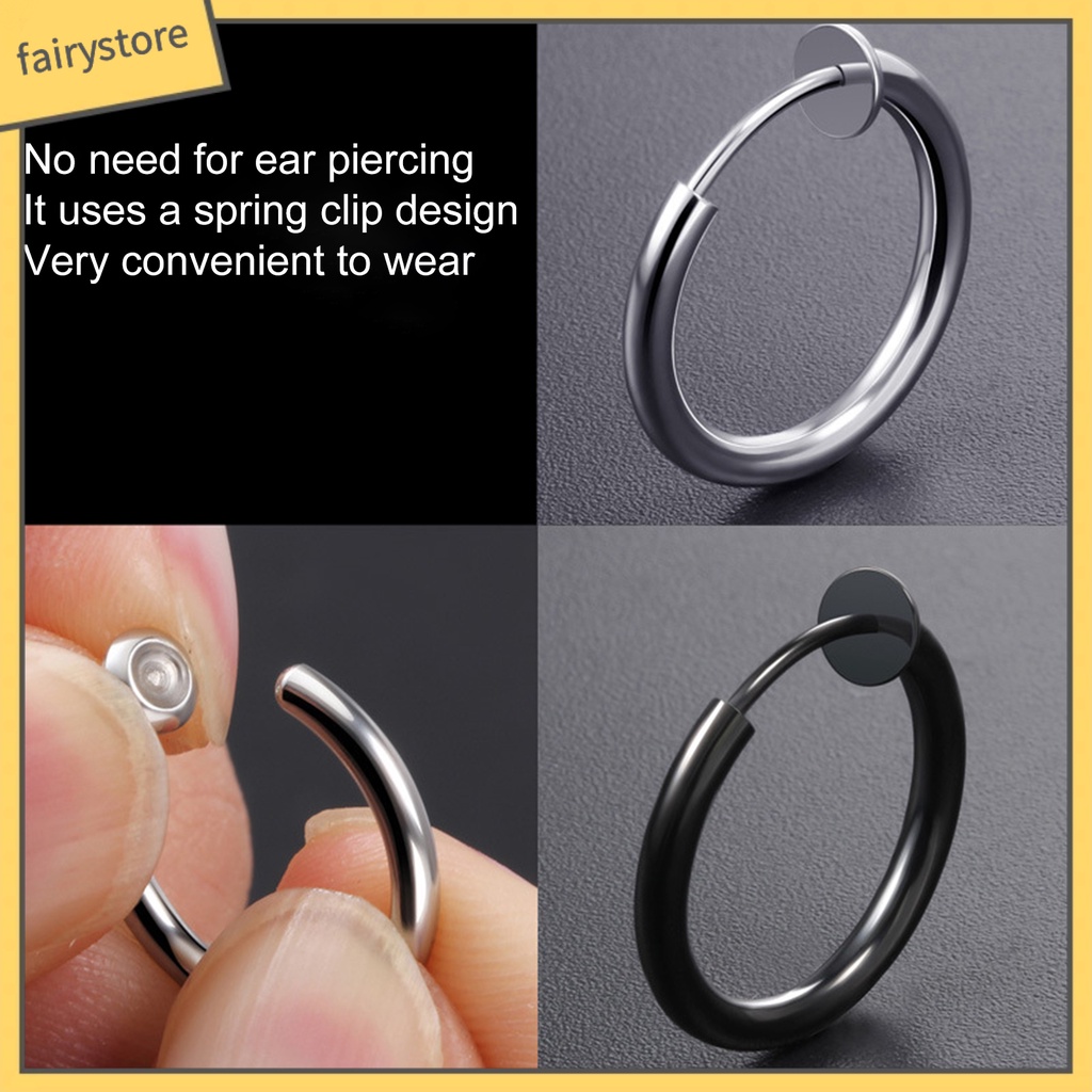 1 Khuyên Tai Tròn Unisex Không Cần Xỏ Lỗ Dùng Hàng Ngày