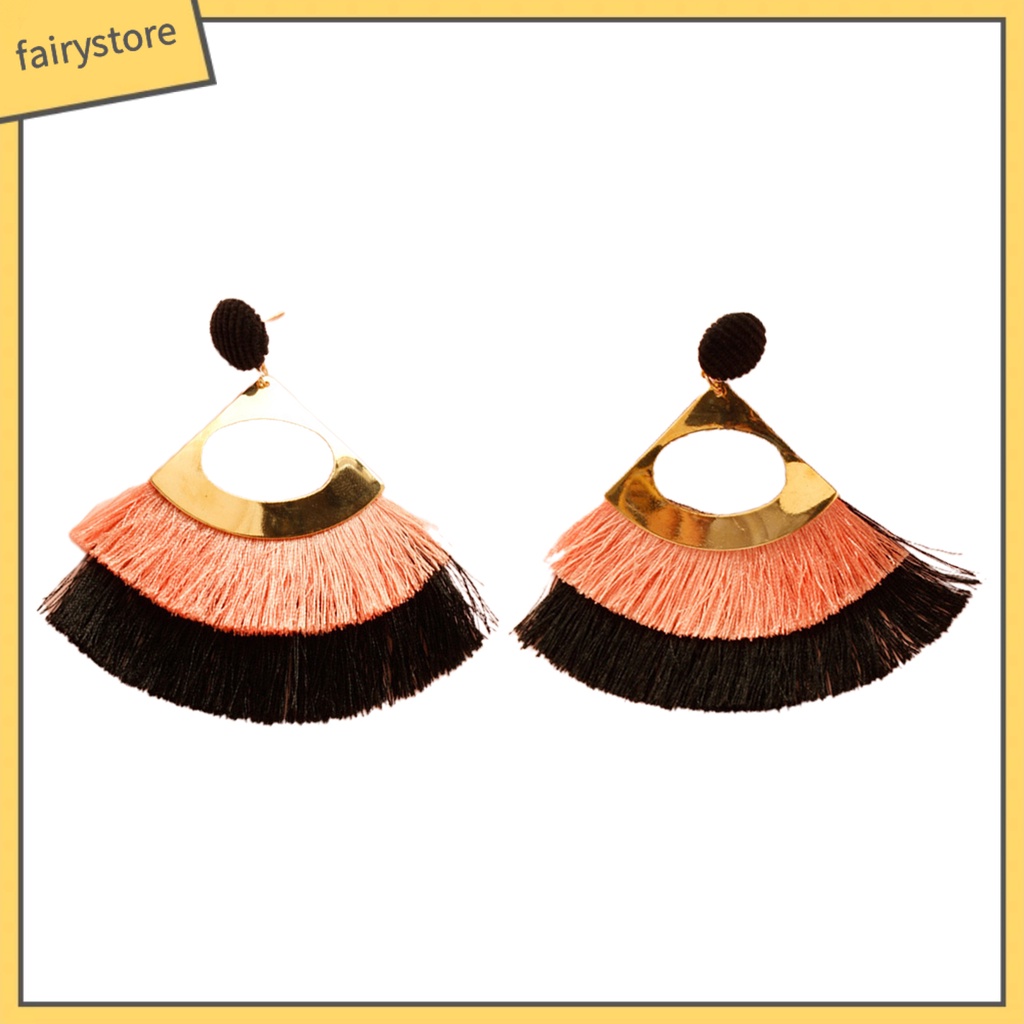 1 Đôi Bông Tai Hình Vỏ Sò Đính Tua Rua Phong Cách Bohemian Thời Trang