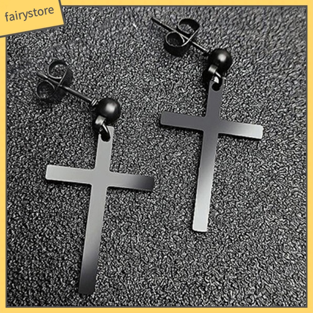Bông Tai Hình Thánh Giá Bằng Thép Không Gỉ Trọng Lượng Nhẹ Dành Cho Nam Nữ