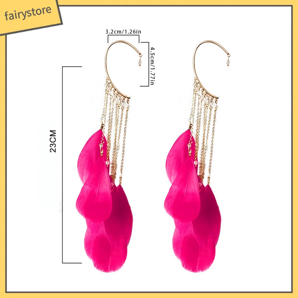 1 Đôi Bông Tai Đeo Vành Tai Hình Lông Vũ Phong Cách Bohemian Cổ Điển Dành Cho Nữ