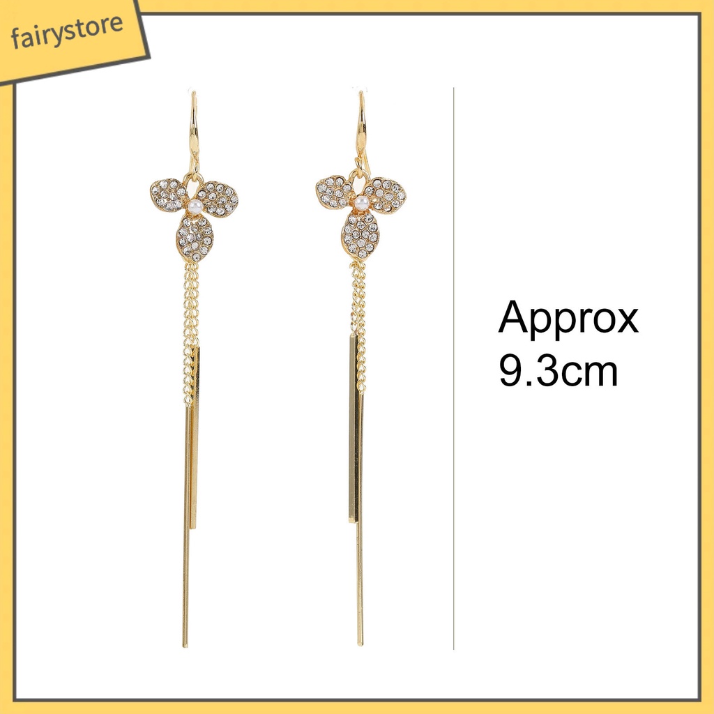 1 Đôi Bông Tai Tua Rua Dài Hình Cánh Hoa Chống Rỉ Sét Sang Trọng Cho Nữ