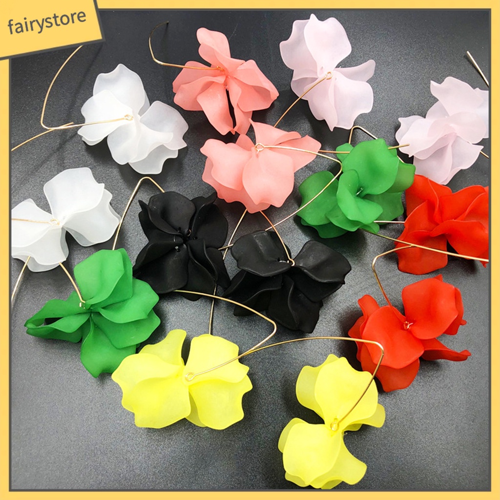 1 Đôi Bông Tai Móc Hình Cánh Hoa Handmade Phong Cách Bohemian