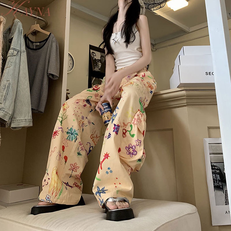 Kayna Quần Yếm In Họa Tiết graffiti Phong Cách Mỹ Thời Trang Mùa Hè Dành Cho Nữ