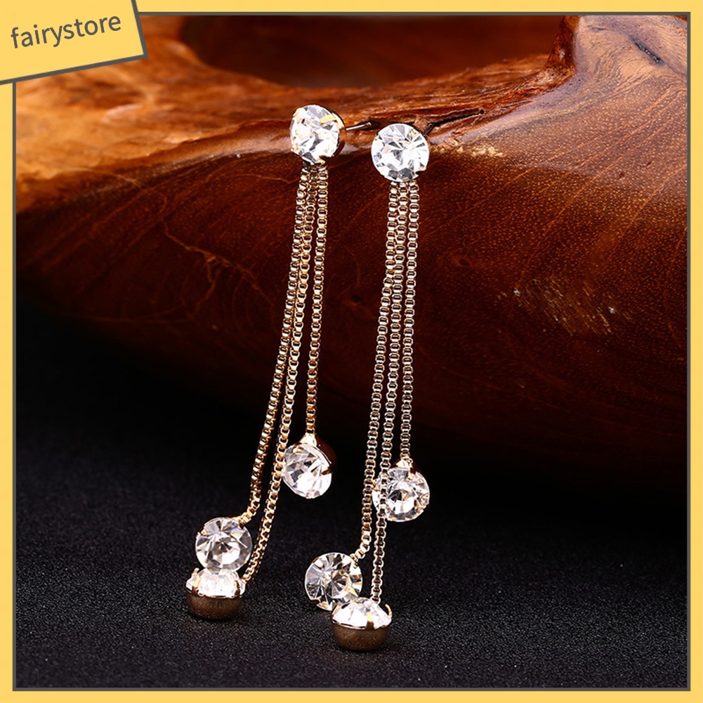 Bông Tai Dáng Dài Đính Đá Lấp Lánh Thời Trang