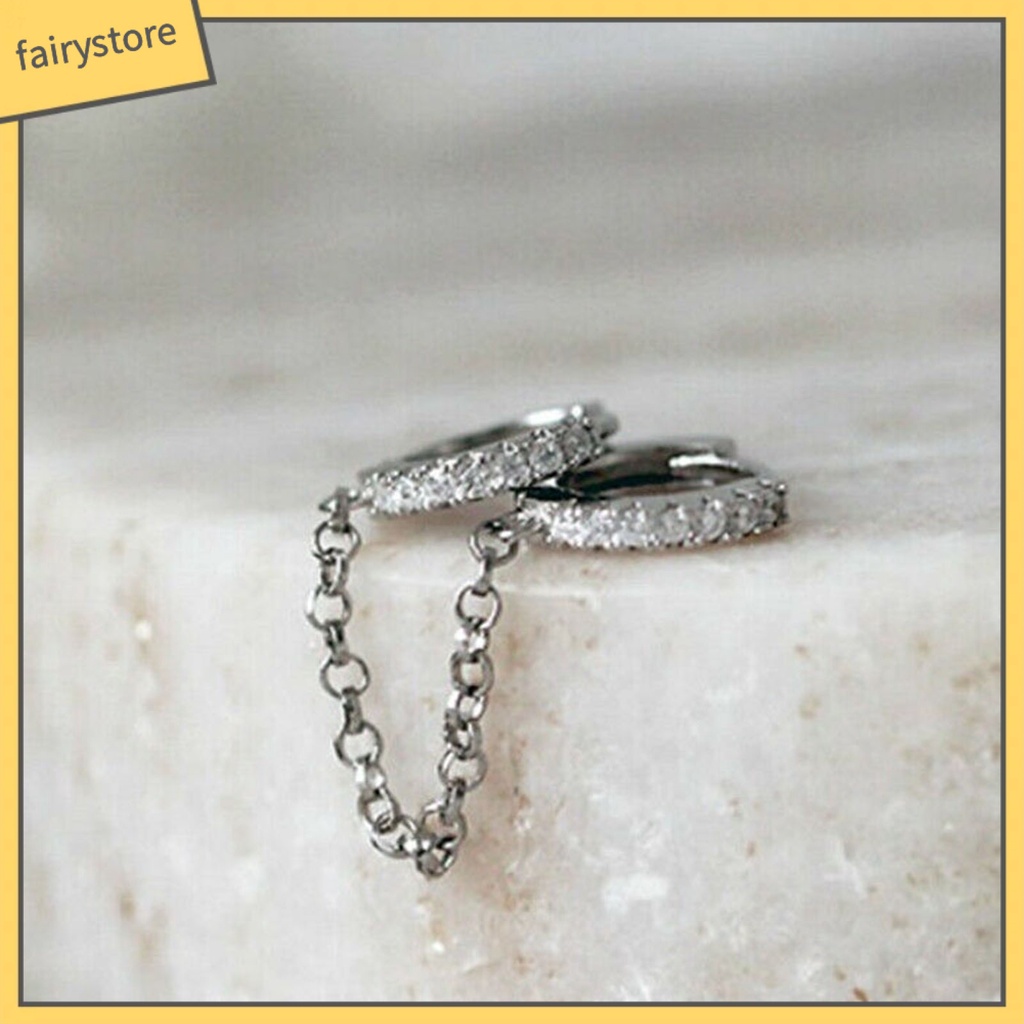 1 Đôi Bông Tai Tròn Đính Đá Zircon Thời Trang Dành Cho Nữ