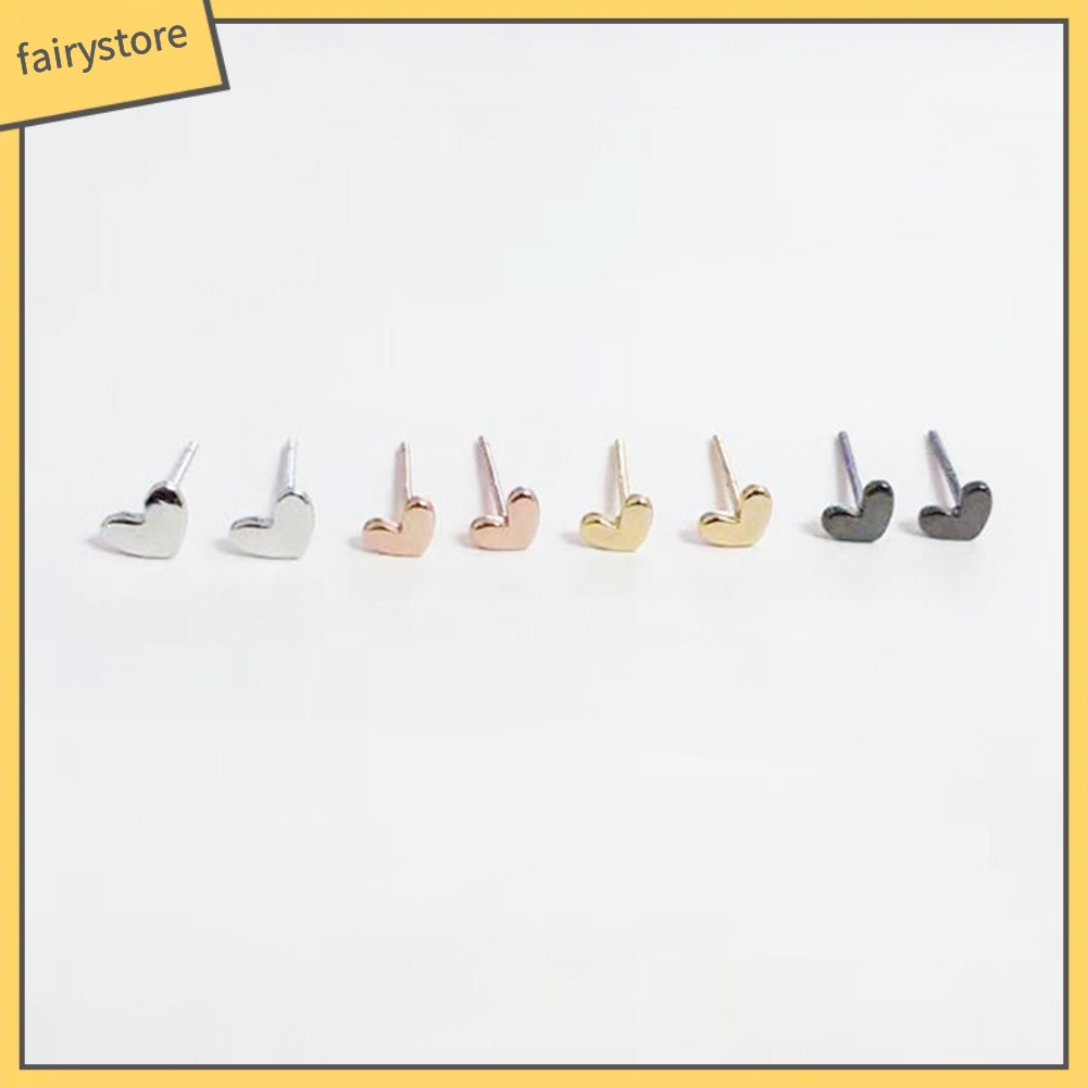 Bông Tai Mạ Bạc Hình Trái Tim Mini Ngọt Ngào Cho Nữ