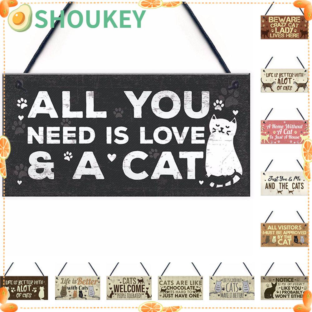 Bảng Hiệu Hình Mèo Vui Nhộn Trang Trí Nhà Cửa Sân Vườn