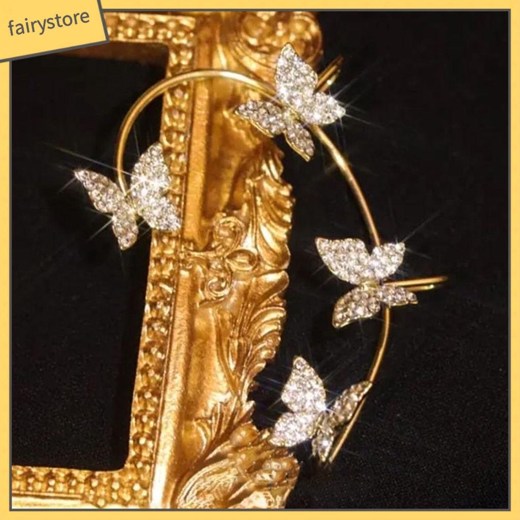 1 Chiếc Bông Tai Kẹp Hình Bướm Đính Đá Tinh Tế Cho Đám Cưới