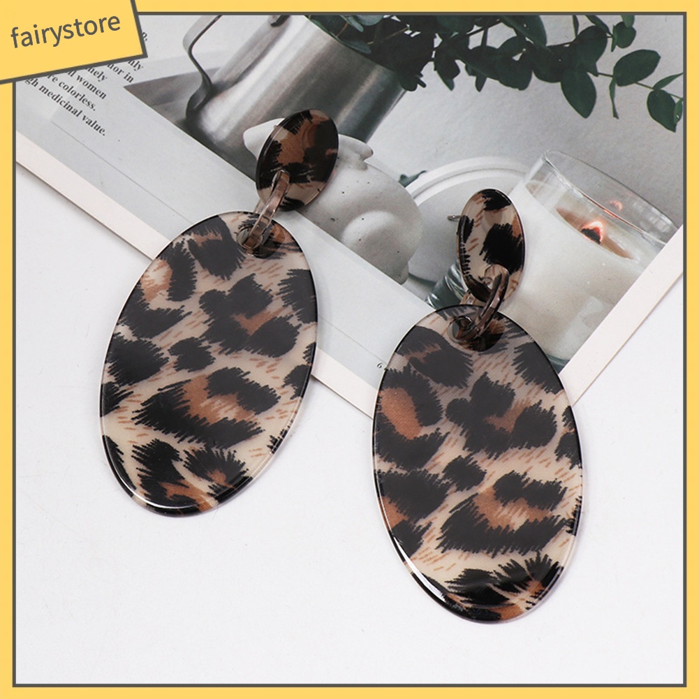 Bông Tai Hình Học Họa Tiết Da Báo Thời Trang Dự Tiệc